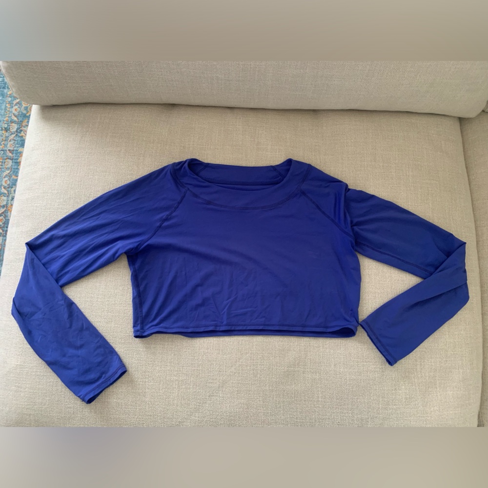 Royal Blue Cropped Workout Shirt